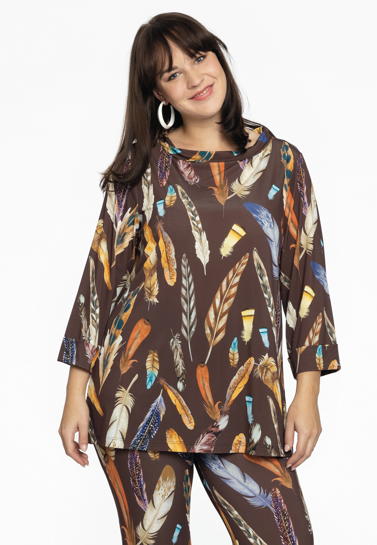 Shirt A-lijn turtle neck FEATHERS 54/56 brown