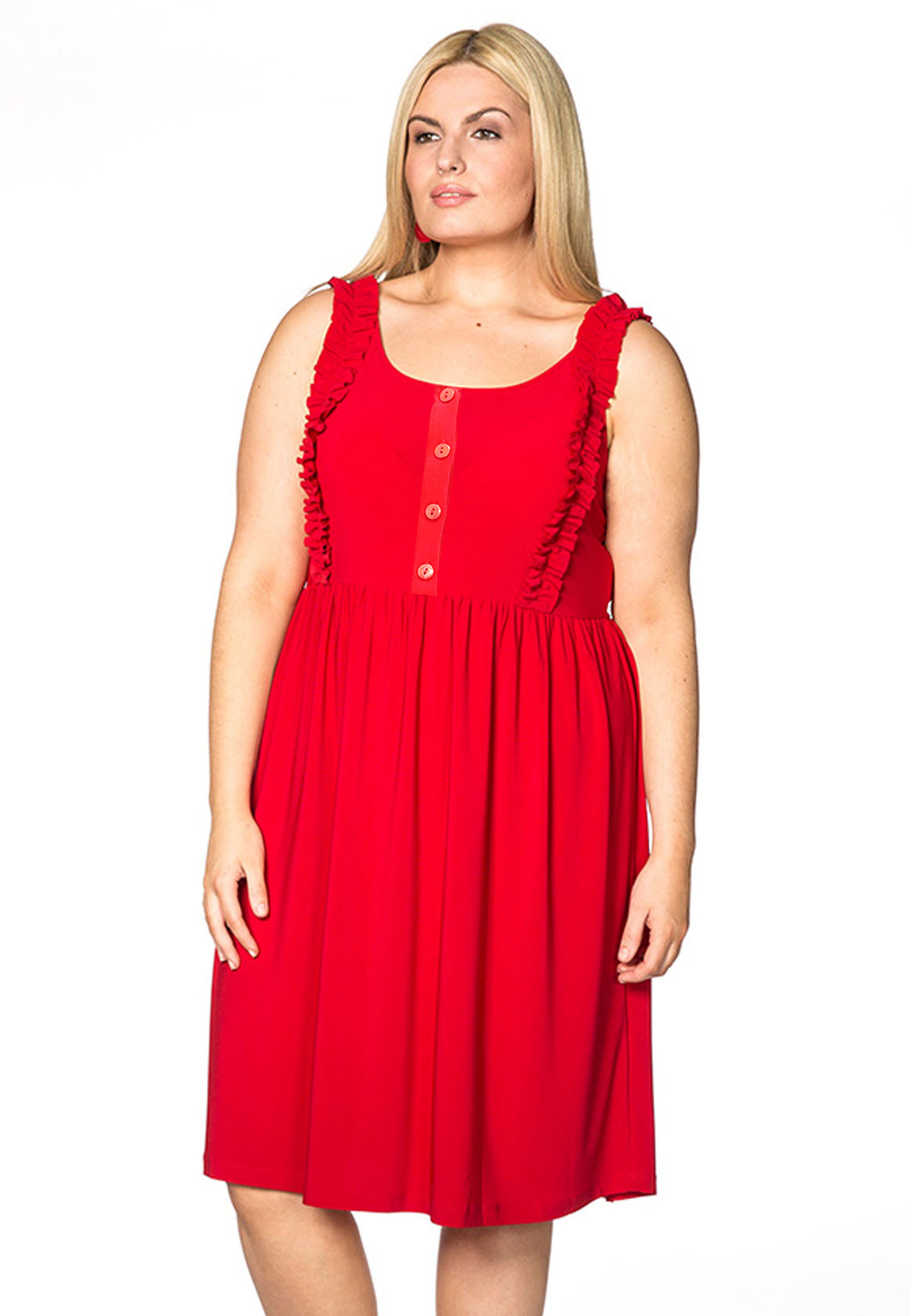 Dress ruffled strap DOLCE M red