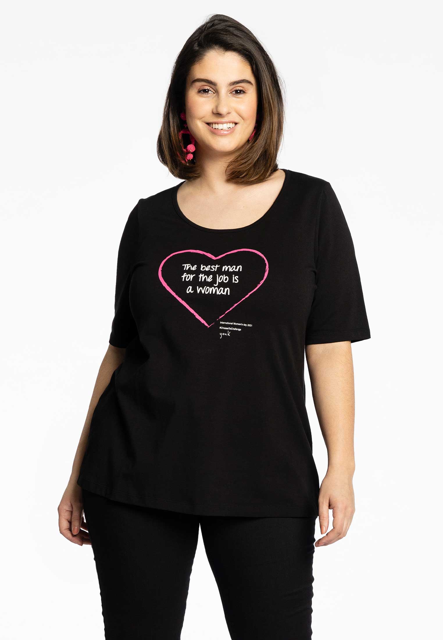 T-Shirt relax 'a women's heart' 38/40 black