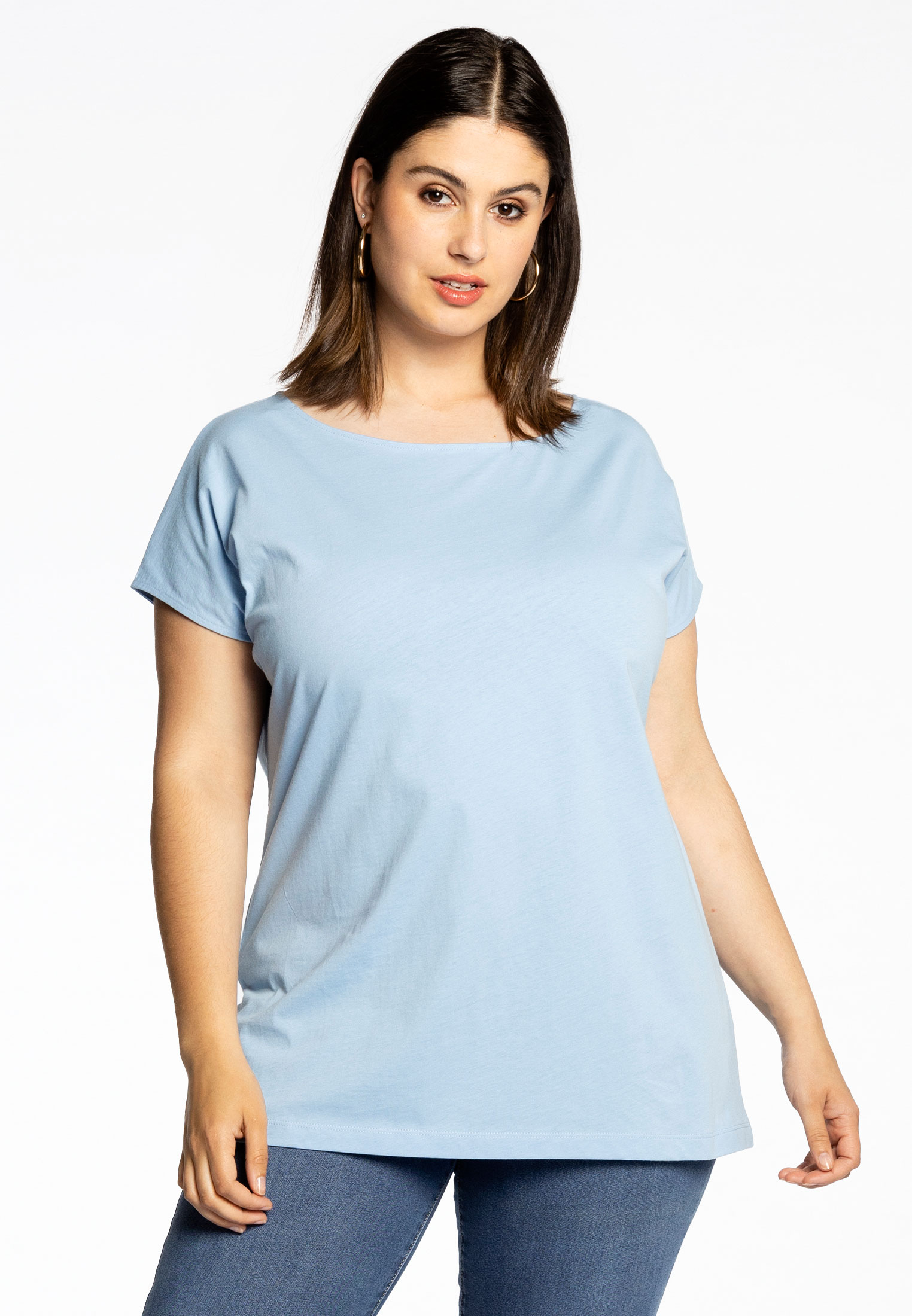 Basic T-shirt kapmouwen COTTON 42/44 light blue