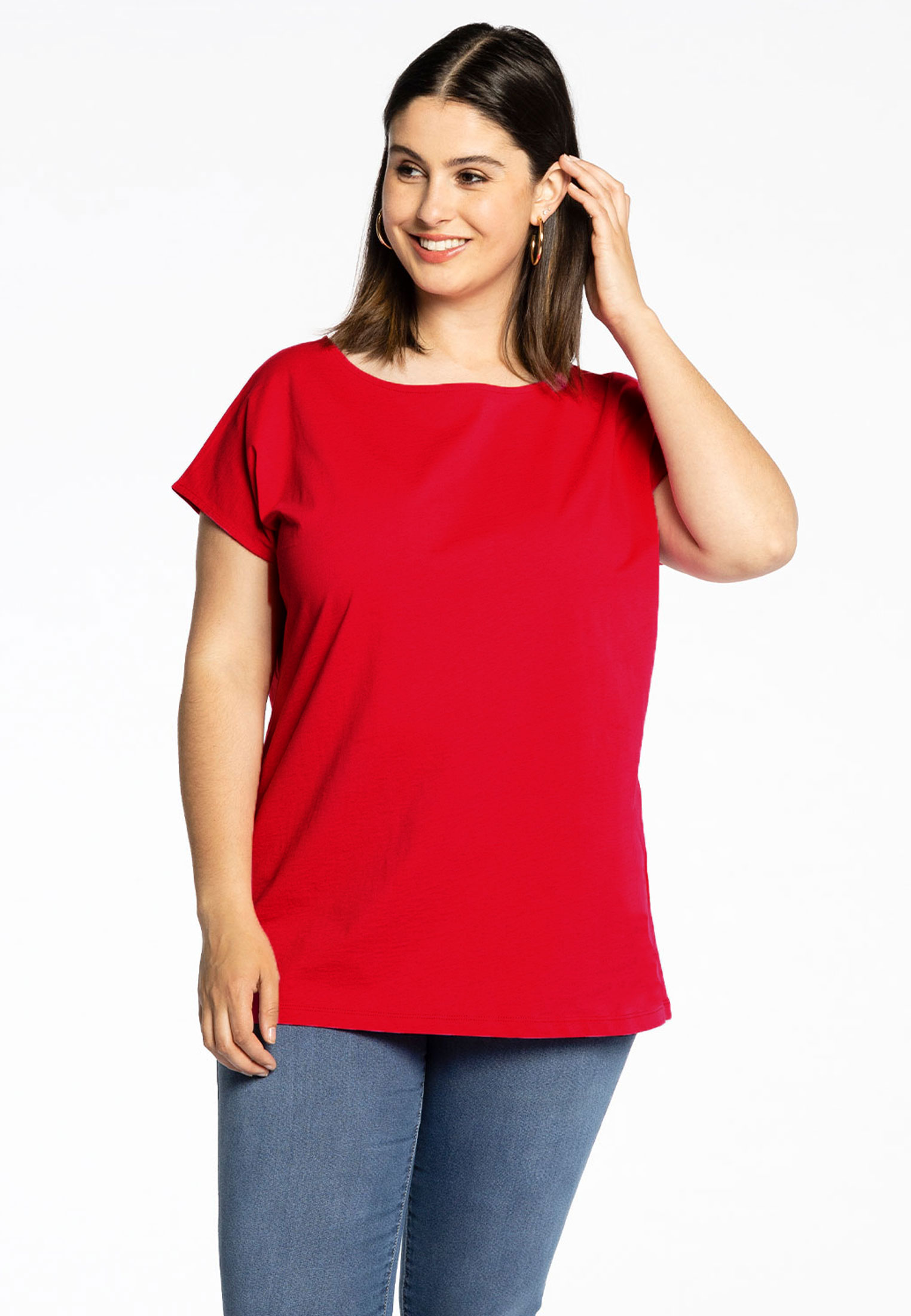 Basic T-shirt kapmouwen COTTON 38/40 red