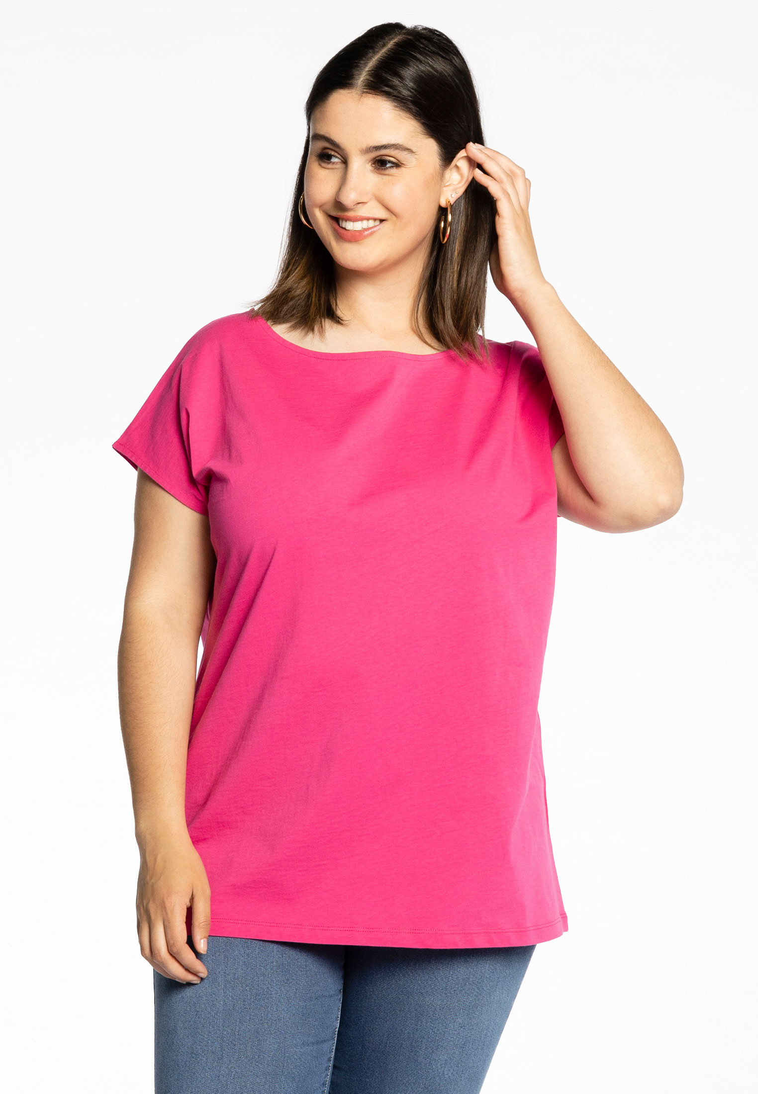Basic T-shirt kapmouwen COTTON 46/48 pink