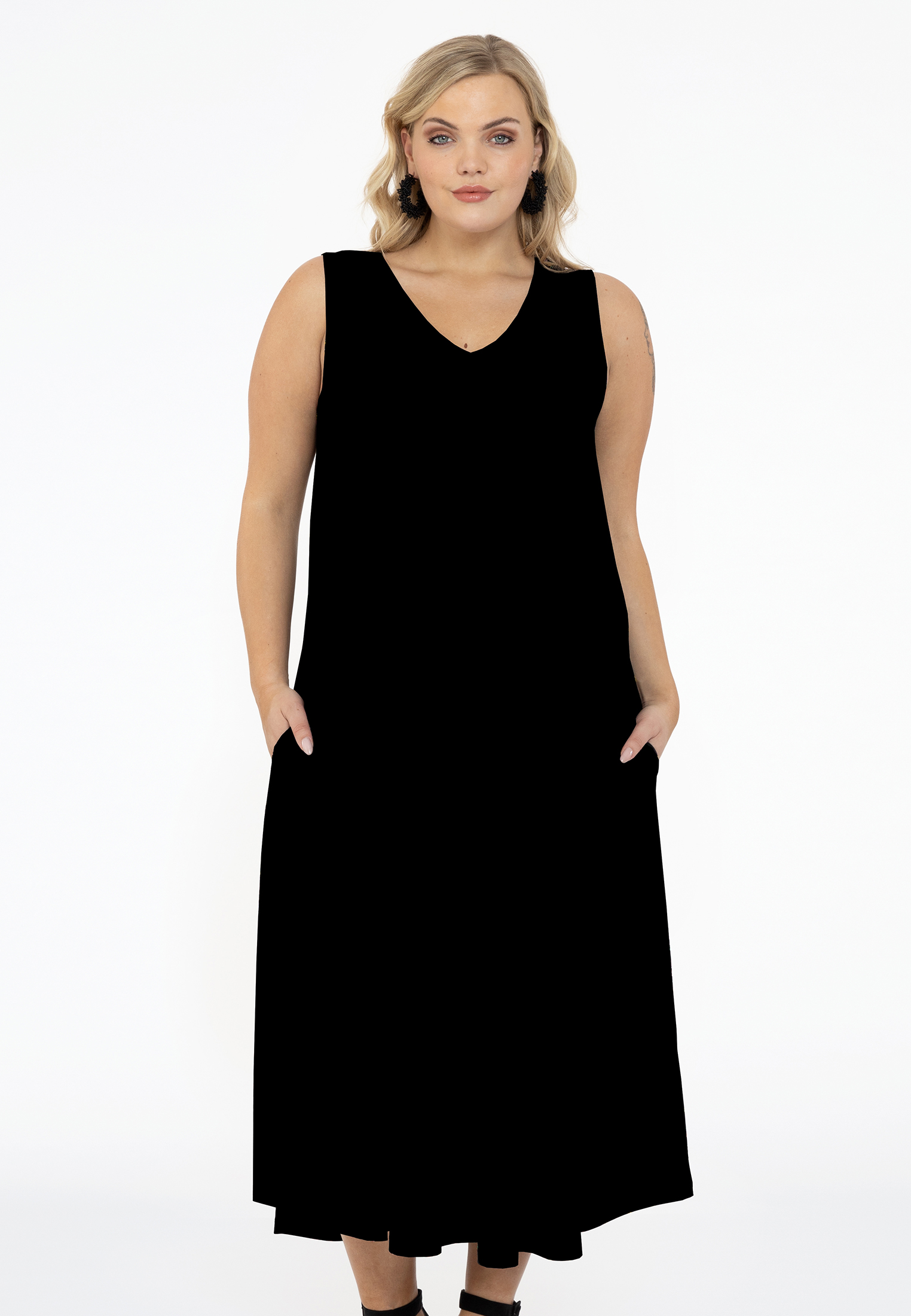 Mouwloze jurk A-lijn DOLCE 46/48 black