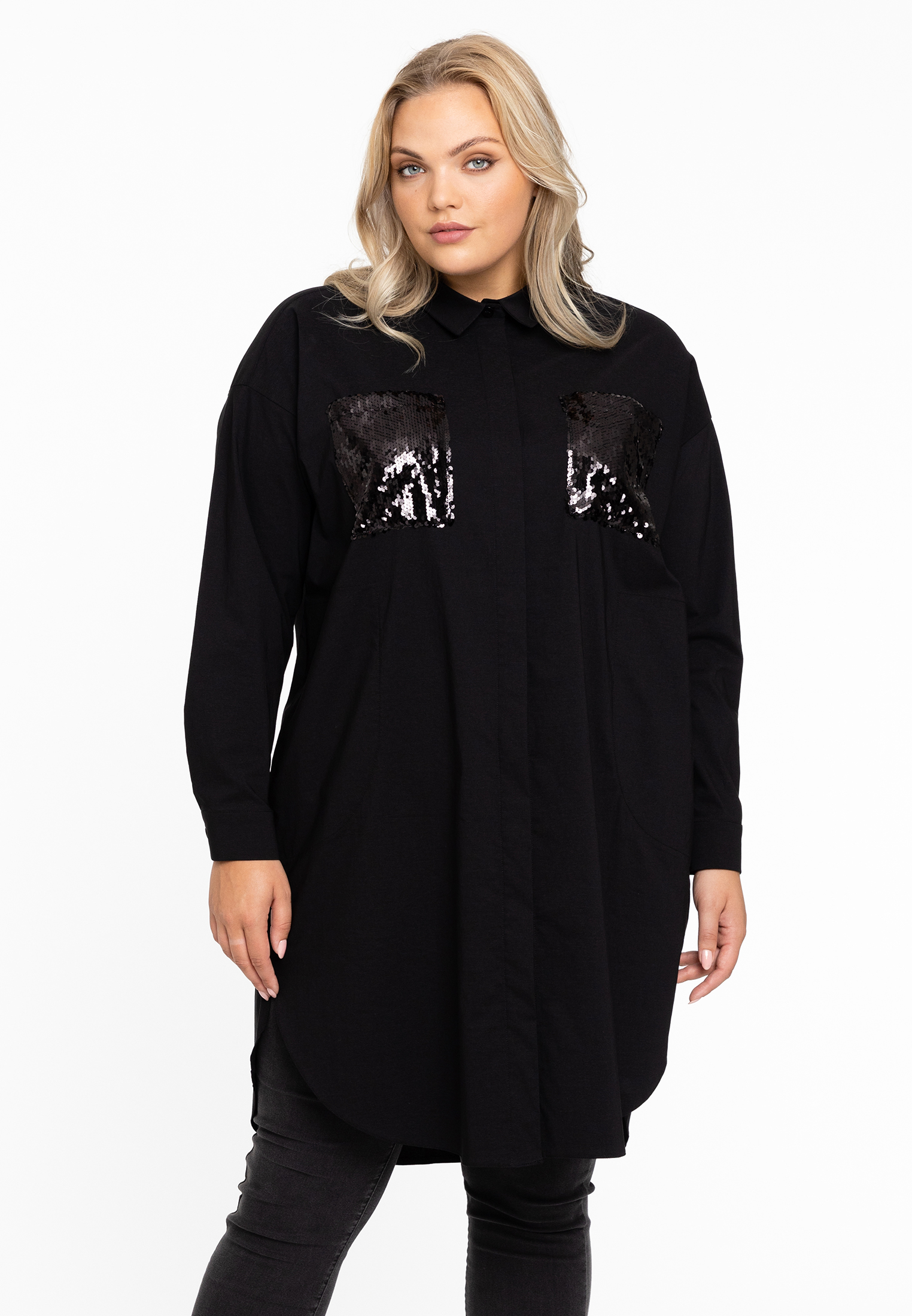 Blouse-jurk met pailletten 50/52 black