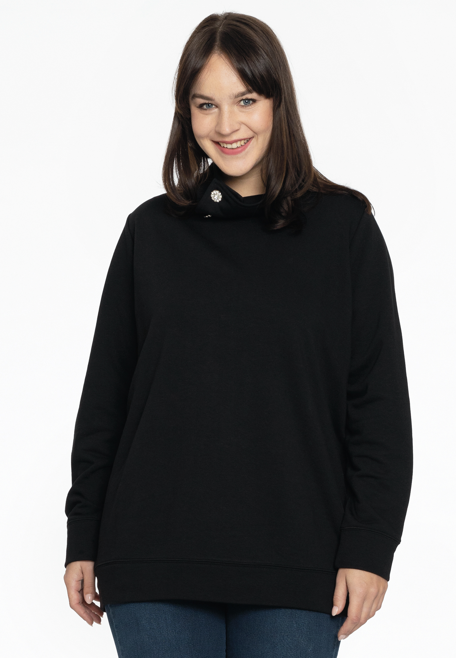Sweater met strassknopen 58/60 black