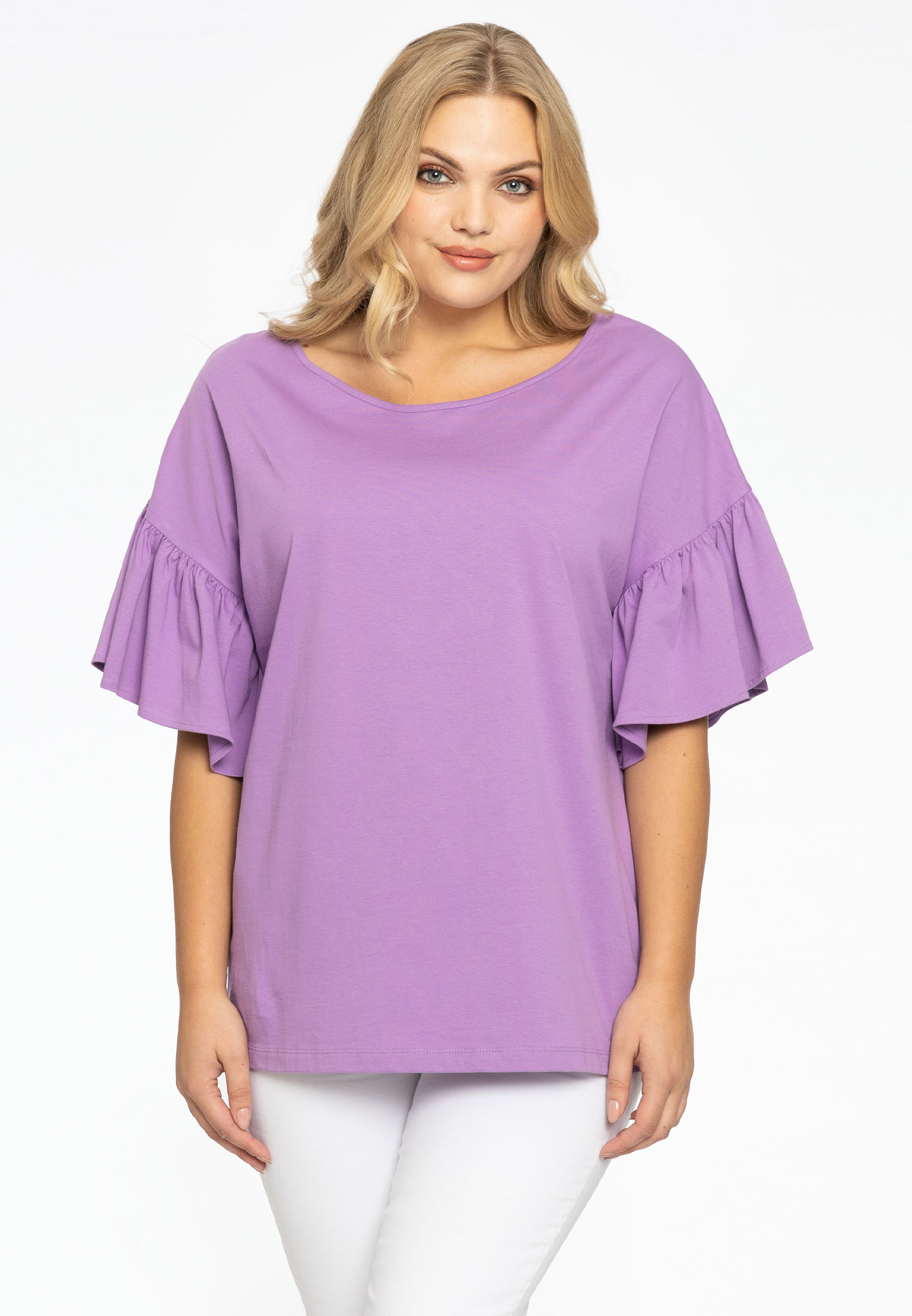 Shirt wijd met ruches COTTON 54/56 light purple