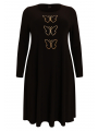 Dress A-line RHINESTONES - black 
