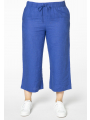 Trousers 7/8 LINEN - white black light blue blue