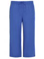 Trousers 7/8 LINEN - white black light blue blue