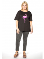 Shirt wide flamingo - black 