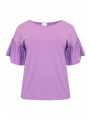 Shirt wide frill sleeve COTTON - light purple